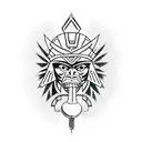 Design a tattoo of an Aztec eagle warrior holding a football with the 49ers logo, set against a backdrop of iconic Mexican landmarks tattoo design idea