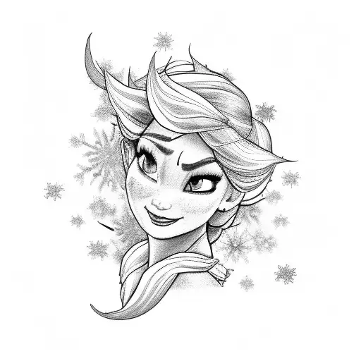 Lavender Elsa Fire Stars tattoo design idea