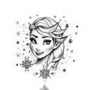 Lavender Elsa Fire Stars tattoo design idea