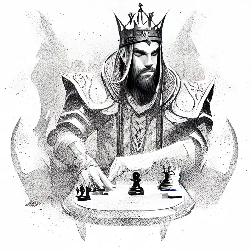 chess king style nord tattoo design idea