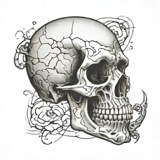 skull with key hole nose cracked up  tattoo design idea