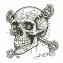 skull with key hole nose cracked up  tattoo design idea