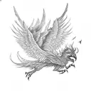 A Thestral with its wings wrapped around a book, representing the magic of literature and psychology tattoo design idea