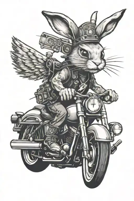 blink-182 punk rock bunny riding a harley davidson motorcycle tattoo design idea