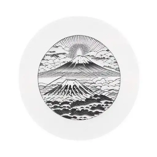 mount Fuji in enso  tattoo design idea