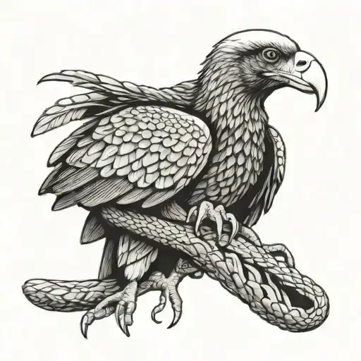 vulture eating snake wrapped tattoo design idea