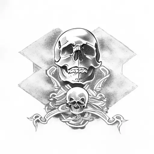 skull with bones and de spanish flag tattoo design idea
