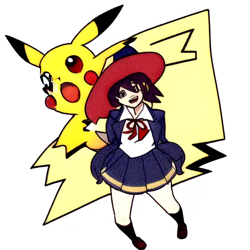 Pikachu dressed as a Hogwarts student tattoo design idea