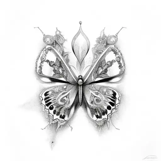 gothic butterfly tattoo design idea