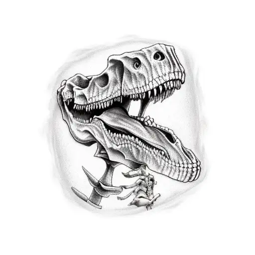 multiple skeleton dinosaur leg sleeve tattoo design idea