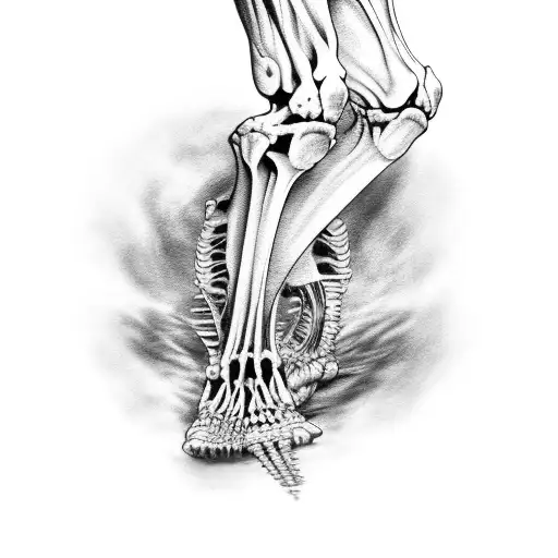 multiple skeleton dinosaur leg sleeve tattoo design idea