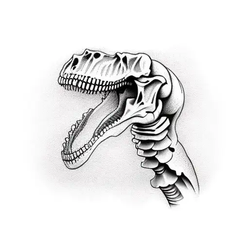 multiple skeleton dinosaur leg sleeve tattoo design idea