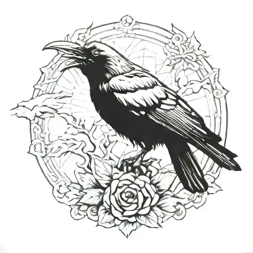 dead crow half alive tattoo design idea