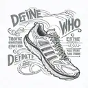 running track with the quote 'Define who you and what you are. Meditate on that and then live and die by that' tattoo design idea