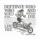 running track with the quote 'Define who you and what you are. Meditate on that and then live and die by that' tattoo design idea