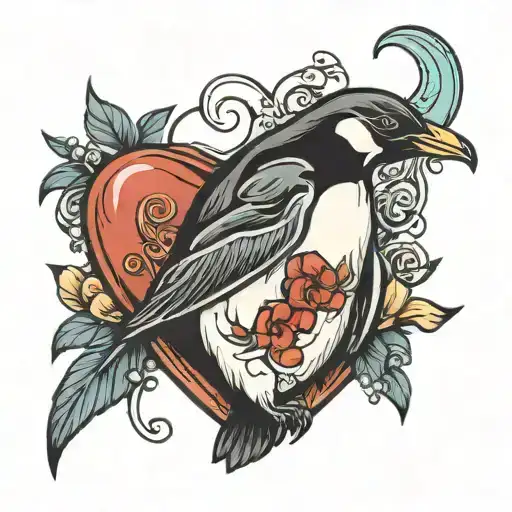 penguin heart tattoo design idea