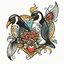 penguin heart tattoo design idea