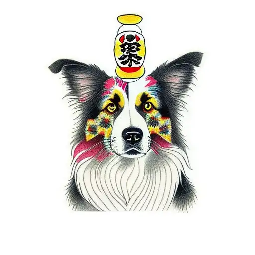 Border Collie tricolor tattoo design idea