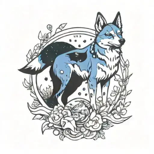 blue healer+universe+muscle+nature tattoo design idea