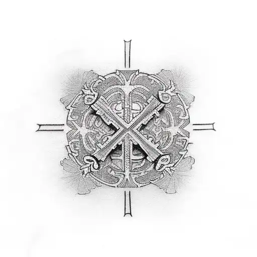 japanese christian cross tattoo design idea