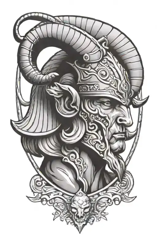 ares ram head tattoo design idea