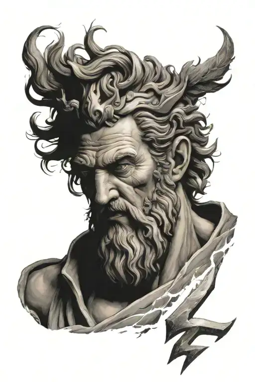 Zeus holding a lightning bolt tattoo design idea