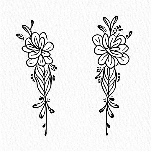 A line over the spine that contains flowers. tattoo design idea