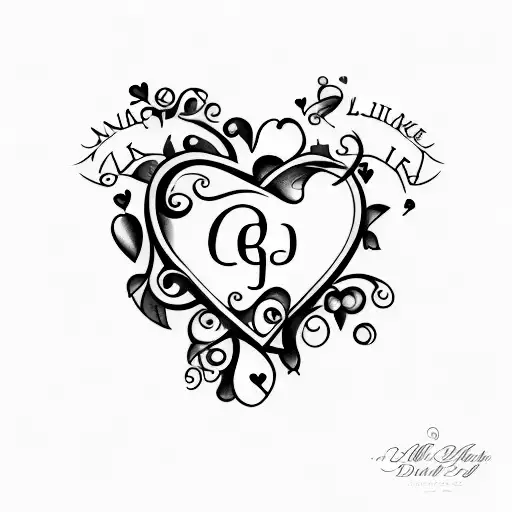 A small and delicate tattoo of a heart with jaylanii's name incorporated in an elegant font tattoo design idea