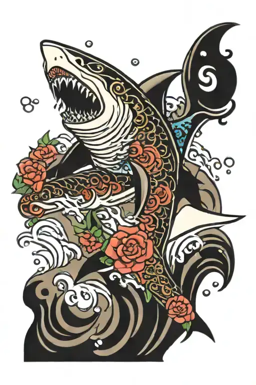 Shark Jing Jang Waterpolobal tattoo design idea