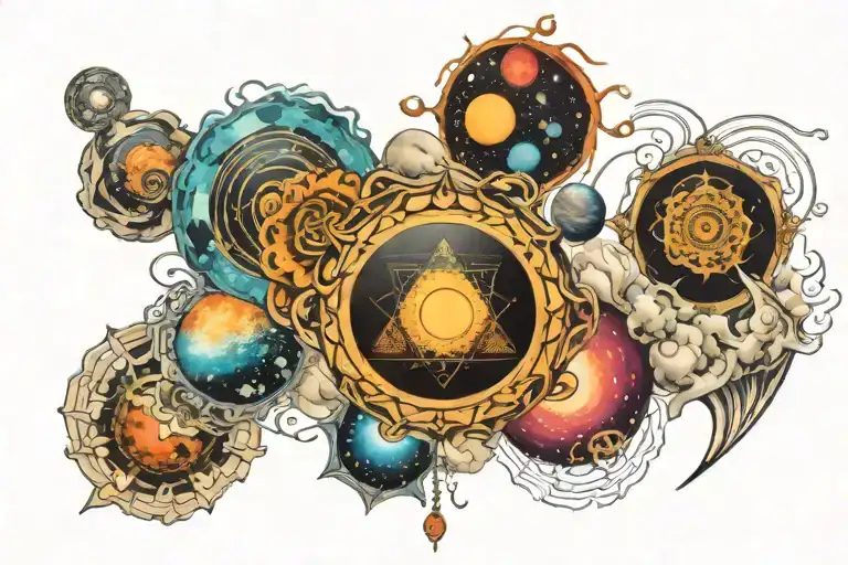 Chakra Planets Galaxy Universe tattoo design idea