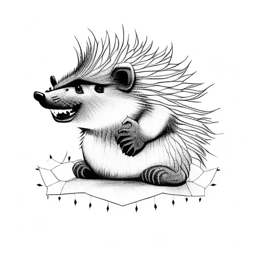 porcupine with text that says "fundamentally spines" tattoo design idea