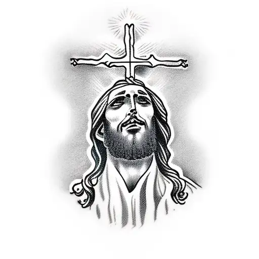 jesus with cross tattoo design idea