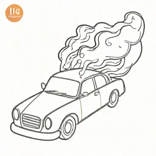 car on fire tattoo design idea