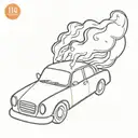 car on fire tattoo design idea