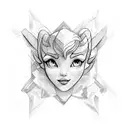 tinkerbell with hexagons tattoo design idea