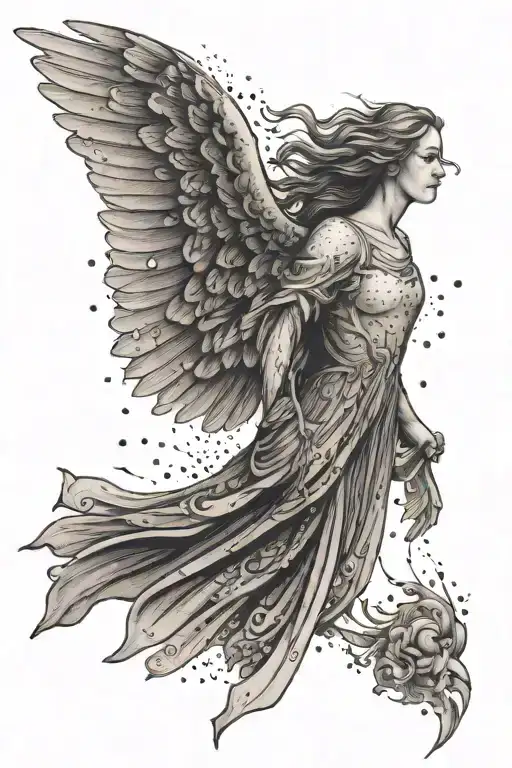angel release bird flying tattoo design idea