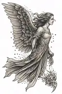 angel release bird flying tattoo design idea