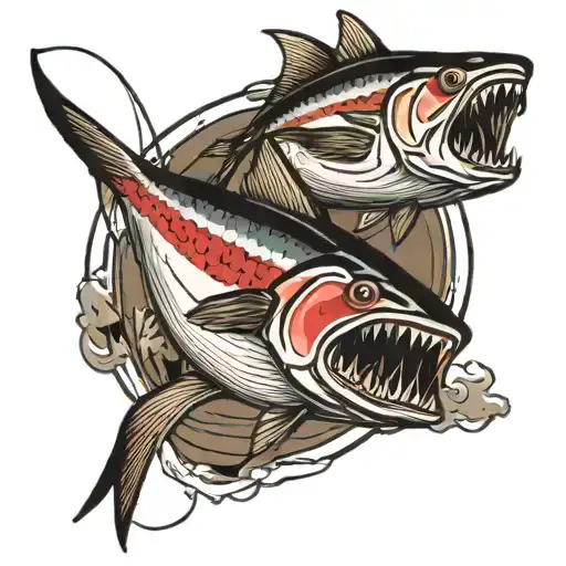 tuna fishing from boat tattoo design idea