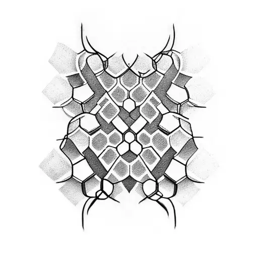 Create a lower half arm tattoo design by combining optical illusion textures like honeycombs tattoo design idea