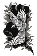 pheasant in flight tattoo design idea