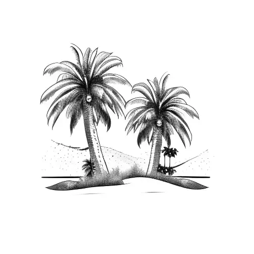two california palm trees black and white  tattoo design idea