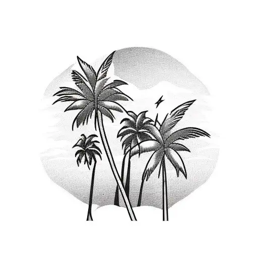 two california palm trees black and white  tattoo design idea
