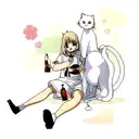 cat with a bottle of vodka  tattoo design idea
