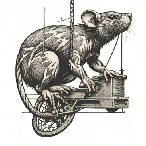 Lineman holding a rat by the tail with power lines in the background tattoo design idea