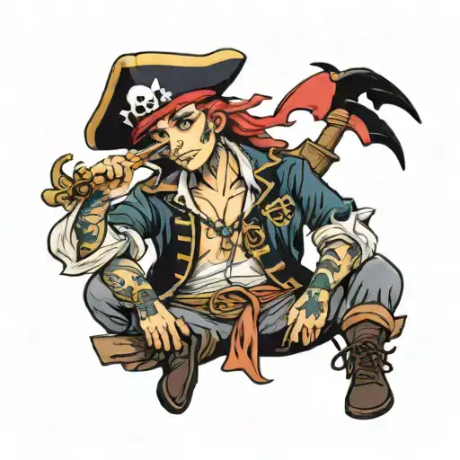 dainty boy in pirate clothes tattoo design idea