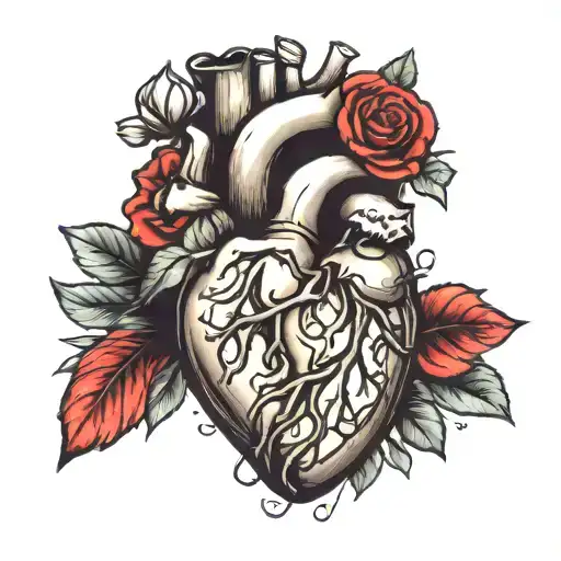"let's talk about mental health" in the shape of a realistic heart tattoo design idea