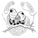 Odin's ravens Huginn and Muninn perched on a tree branch tattoo design idea