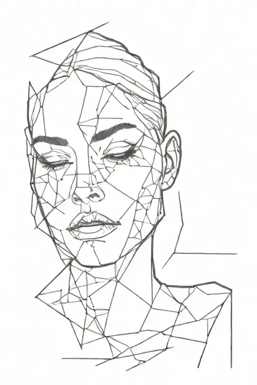 woman face, shattering glass filled tattoo design idea