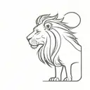 A minimalist tattoo of a lion's silhouette with clouds swirling around it, symbolizing strength and freedom tattoo design idea