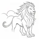 A minimalist tattoo of a lion's silhouette with clouds swirling around it, symbolizing strength and freedom tattoo design idea